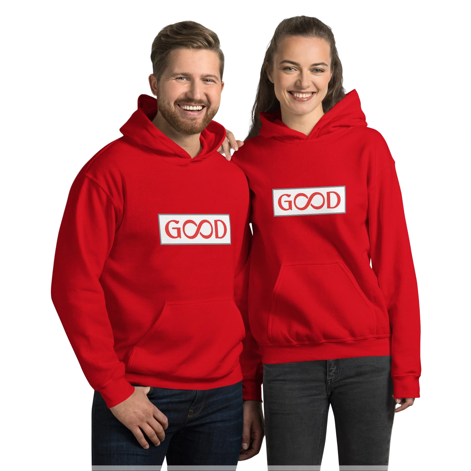 Couple in hoodies